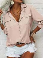 Damen lässige Bluse mit Taschen EB