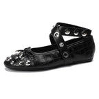Damen Ballerinas mit modischem Strass-Detail und dekorativem Riemendesign EB