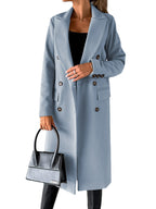 Damen eleganter Doppelreiher-Mantel mit modernem Schnitt und Taschen EB