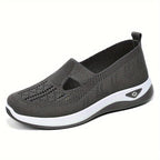Damen Bequeme Slip-On Freizeitschuhe mit atmungsaktivem Strickoberteil EB
