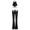 Damen Stylischer High-Waist Jumpsuit mit Cut-Out-Details und weitem Bein EB