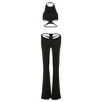 Damen Stylischer High-Waist Jumpsuit mit Cut-Out-Details und weitem Bein EB