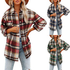 Damen Karierte Baumwolljacke im lässigen Oversized-Schnitt EB