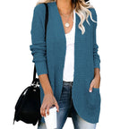 Damen legerer Strickmantel mit Taschen und offenen Front EB