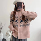Damen Grobstrick-Cardigan mit dekorativem Zopfmuster und Knopfdetails EB