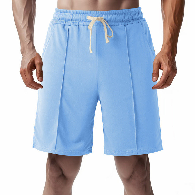 Kniekurze, entspannte Bermuda-Shorts für Herren mit Bügelfalte, elastischem Bund und Seitentaschen