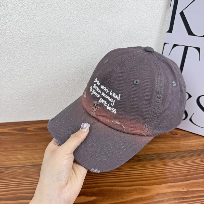 Statement-Kappe aus Denim im Distressed-Look für Damen