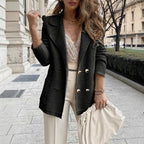 Damen Eleganter Struktur-Blazer mit verspielt klassischen Knopfdetails EB