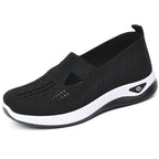 Damen Bequeme Slip-On Freizeitschuhe mit atmungsaktivem Strickoberteil EB