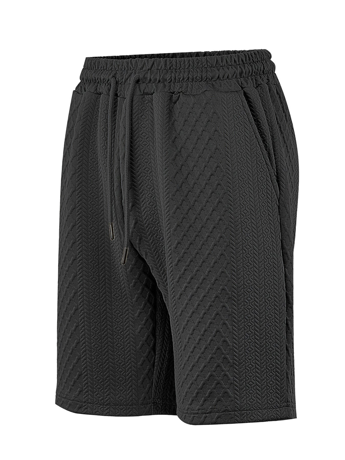 Strukturierte Herren-Loungeshorts mit elastischem Bund, Kordelzug und Seitentaschen