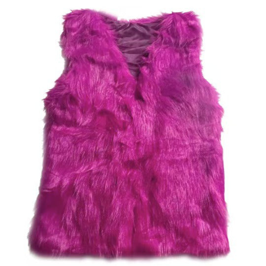 Damen Karriere Weste aus luxuriösem Kunstfell mit modischem Schnitt EB