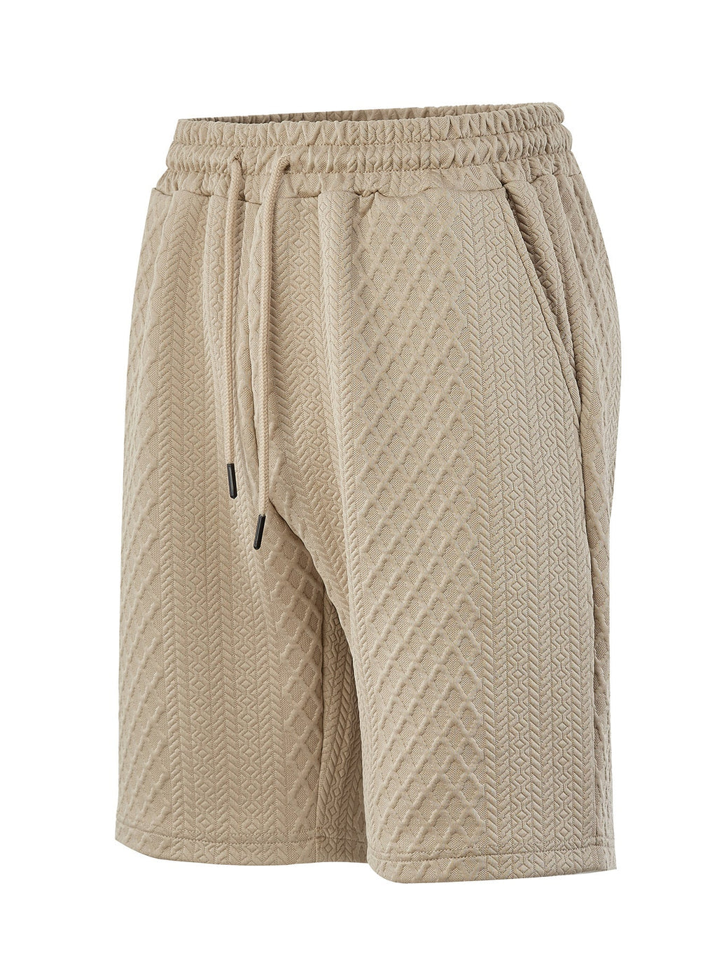 Strukturierte Herren-Loungeshorts mit elastischem Bund, Kordelzug und Seitentaschen