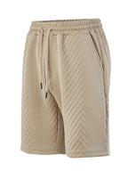 Strukturierte Herren-Loungeshorts mit elastischem Bund, Kordelzug und Seitentaschen