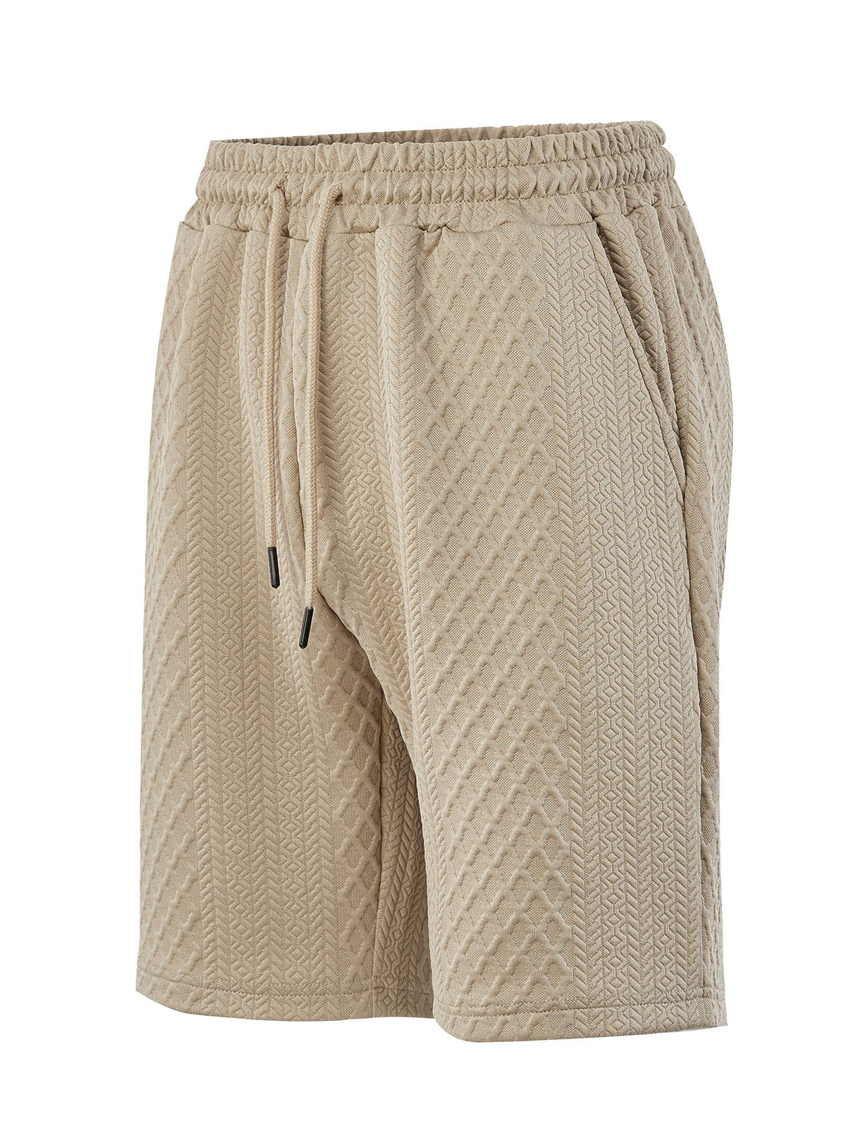 Strukturierte Herren-Loungeshorts mit elastischem Bund, Kordelzug und Seitentaschen