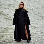 Damen Eleganter, gefütterter Wintermantel mit breitem Revers EB