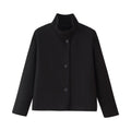 Damen Klassische Kurzjacke mit hohem Kragen und eleganten Knöpfen EB