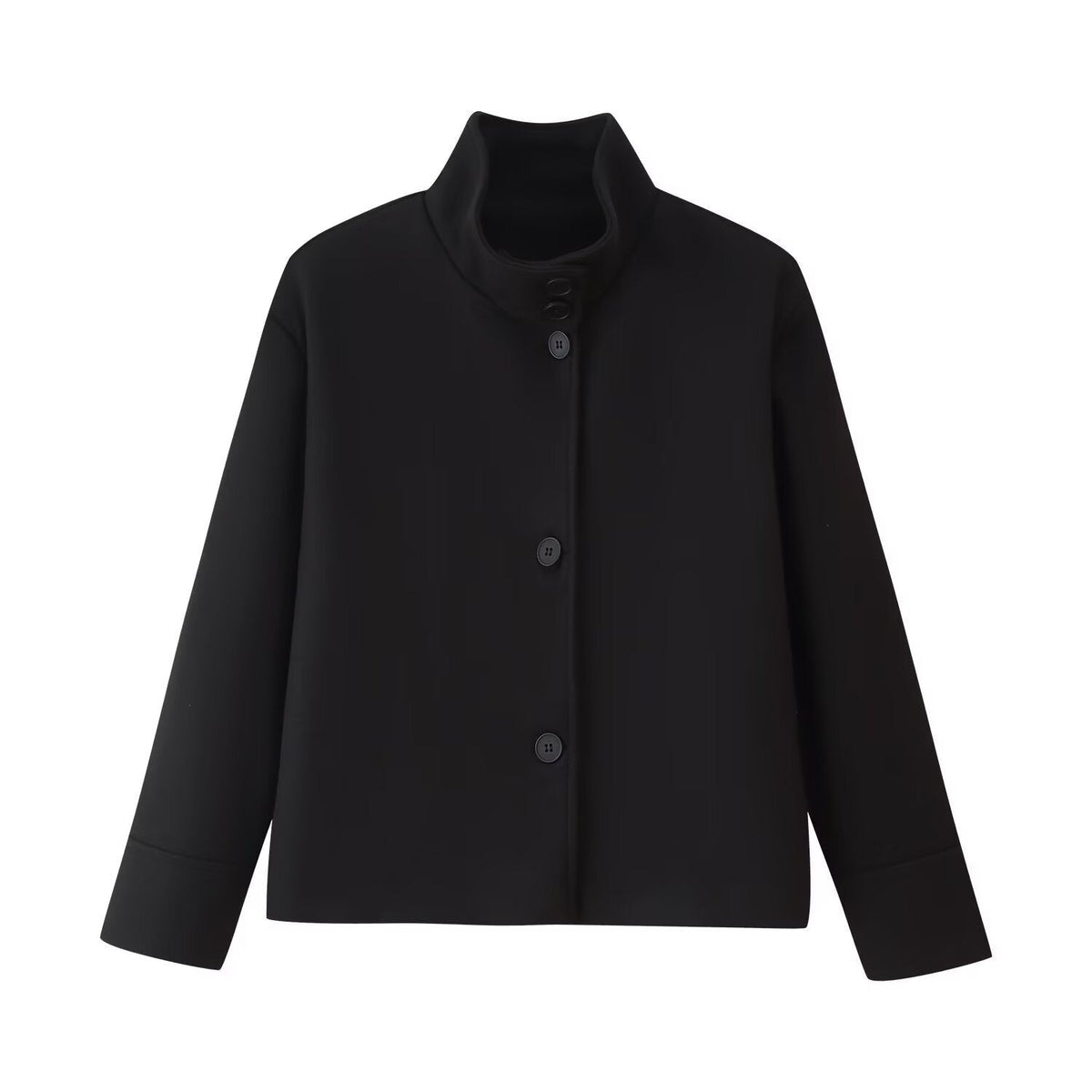 Damen Klassische Kurzjacke mit hohem Kragen und eleganten Knöpfen EB