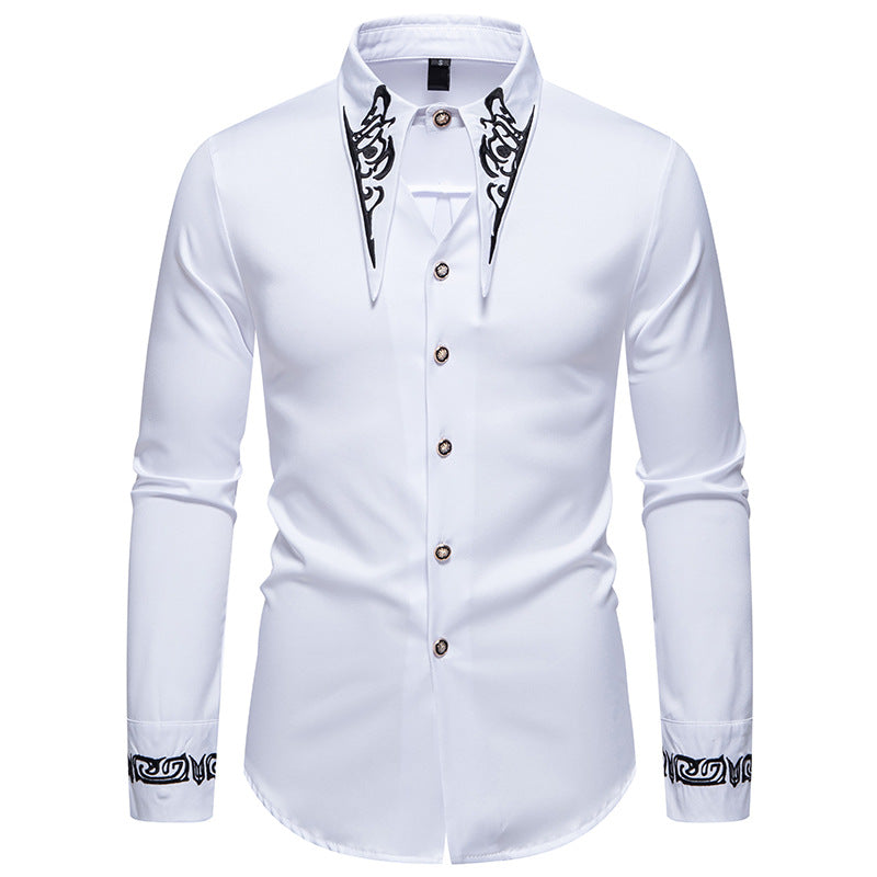 Herren elegante Langarmhemd mit kunstvollem Kragen EB