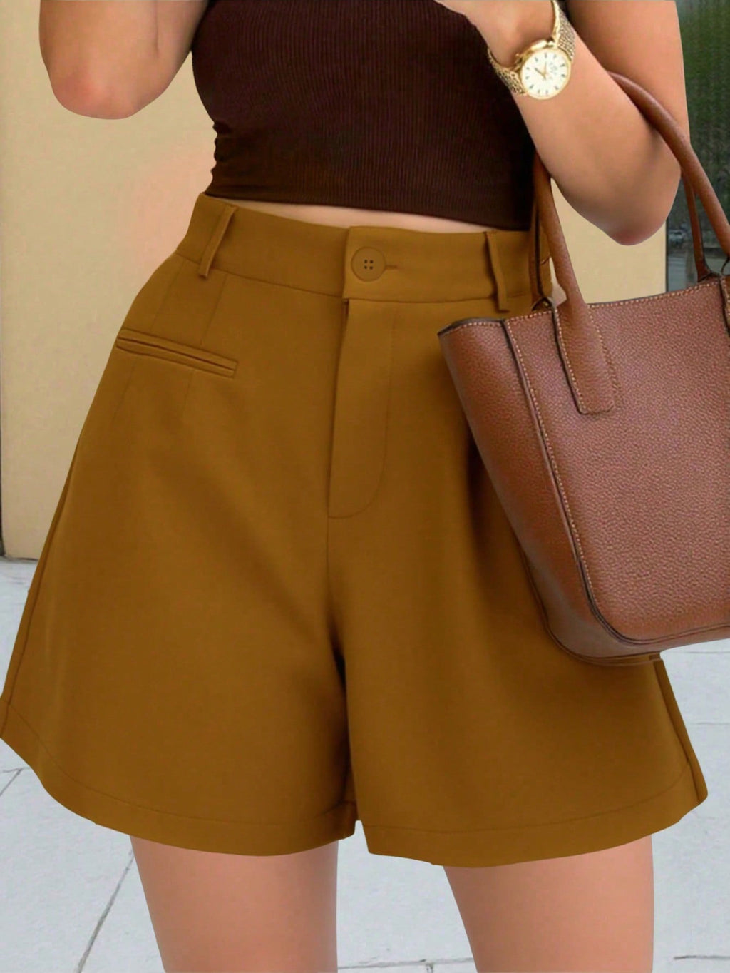 Elegante High-Waist Culotte-Shorts mit Falten