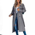 Damen legerer Trenchcoat mit Gürteldesign und stylischen Knöpfen EB