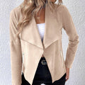 Damen eleganter Kurz-Blazer mit asymmetrischem Schnitt und Reißverschlusstaschen EB
