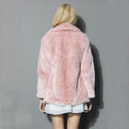 Damen Flauschige Kunstpelzjacke mit elegantem Revers EB