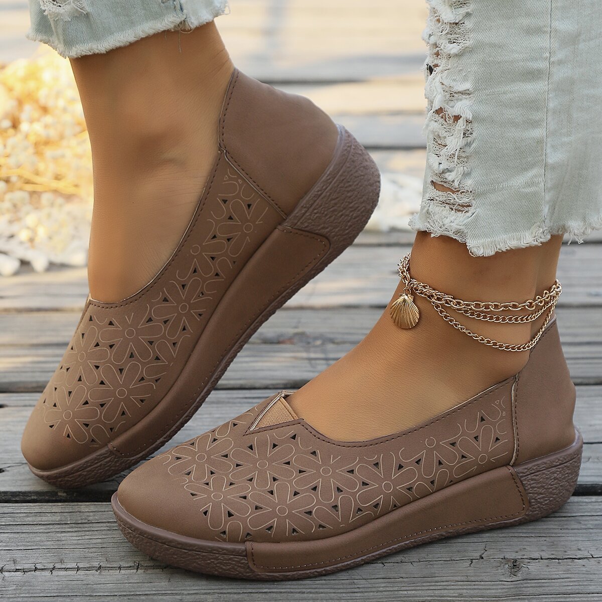 Damen Bequeme und luftige Slip-On Schuhe EB