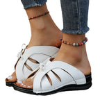 Damen Bequeme Slippers mit modischem Riemchen-Design EB