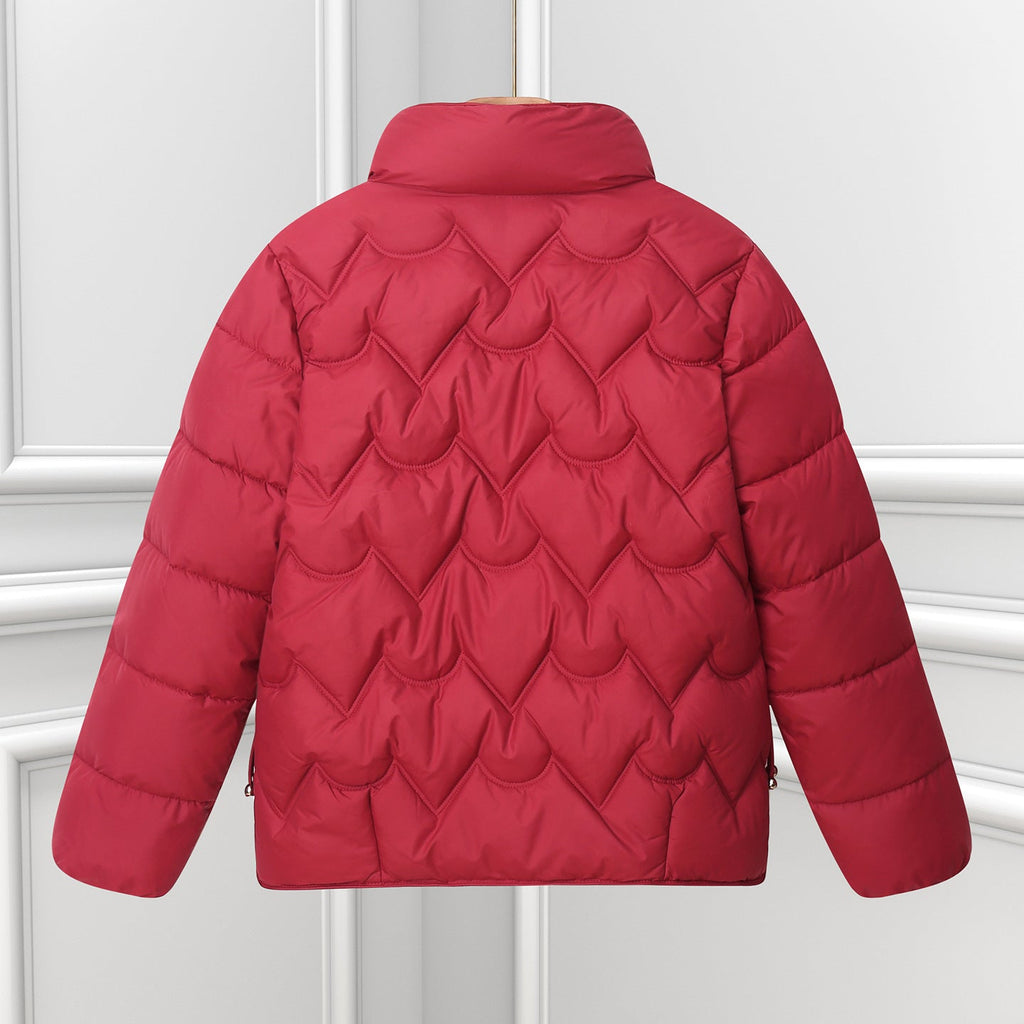 Damen Komfortable gesteppte Jacke mit hohem Kragen und Reißverschlusstaschen EB