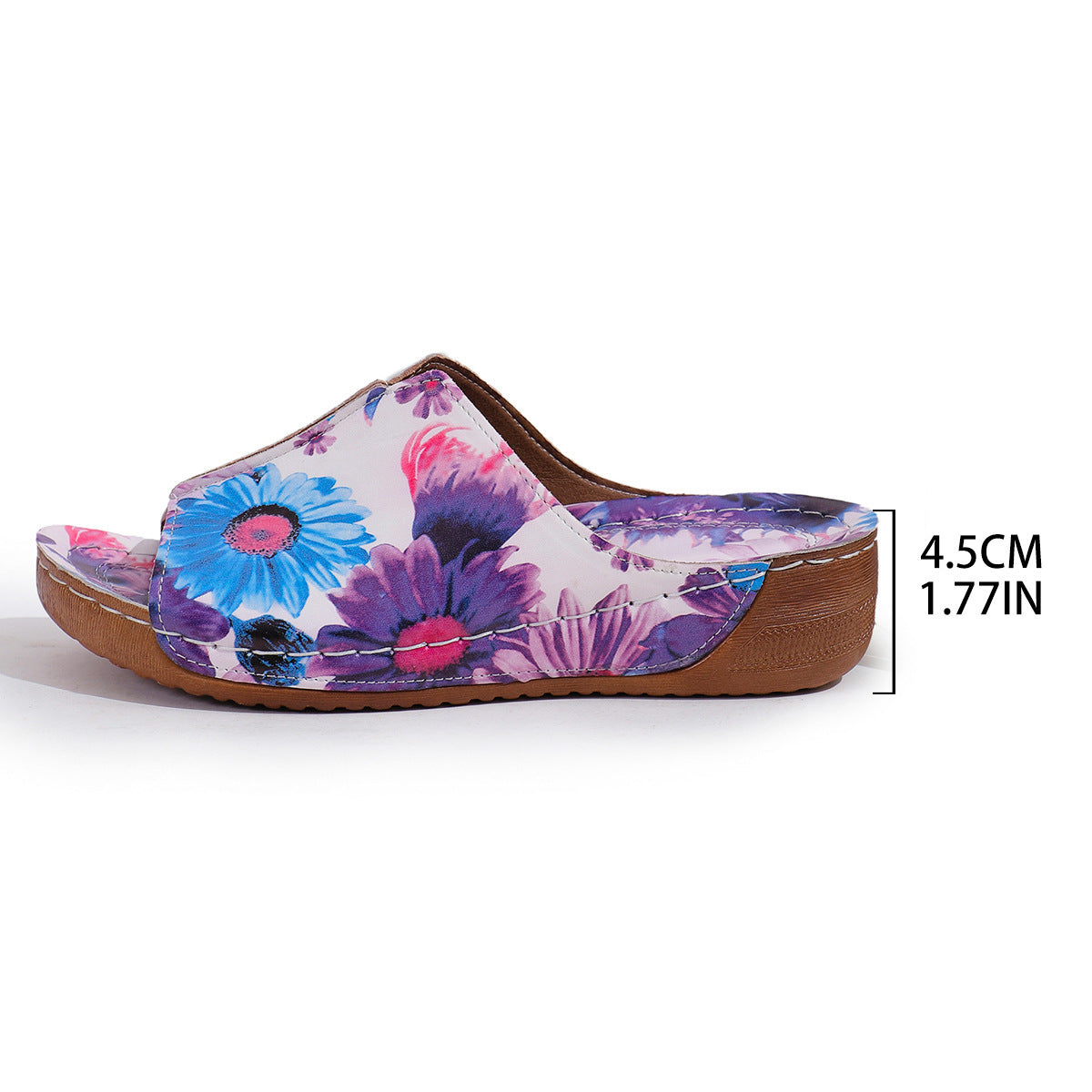 Damen bequeme Slip-On Sandalen mit dekorativem Blumendesign EB