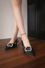 Damen Slingback-Pumps mit glamourösem Schleifenakzent EB
