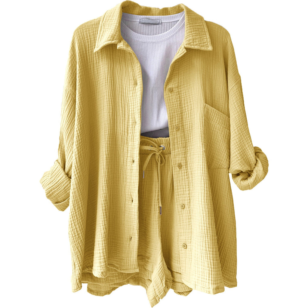 Lässiges Oversized-Shirt und Shorts-Set für Damen