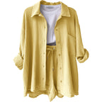 Lässiges Oversized-Shirt und Shorts-Set für Damen