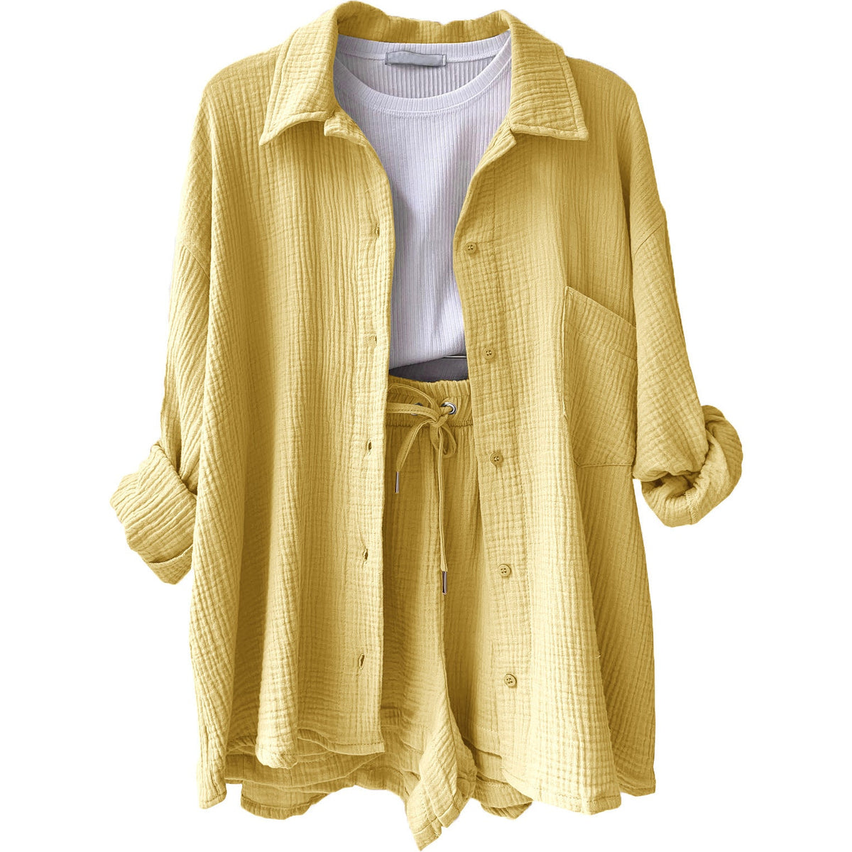 Lässiges Oversized-Shirt und Shorts-Set für Damen
