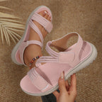 Damen Bequeme Sport-Sandalen mit elastischen Riemen und rutschfester Laufsohle EB