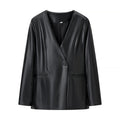 Damen elegante Kunstlederjacke EB