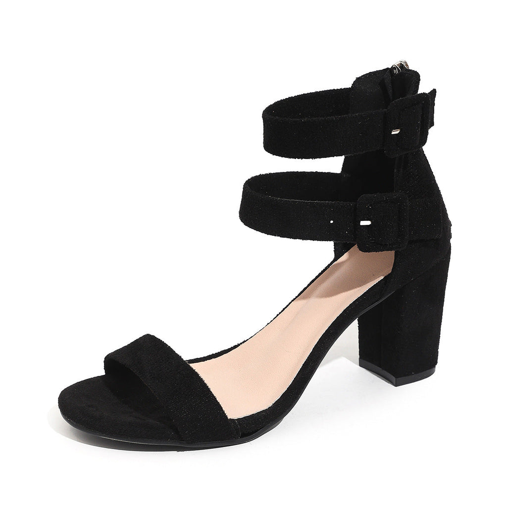 Damen Blockabsatz Sandalen mit verstellbaren Riemen und rutschfester Sohle EB