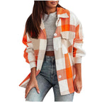 Damen Karierte Überhemdjacke mit Brusttaschen EB