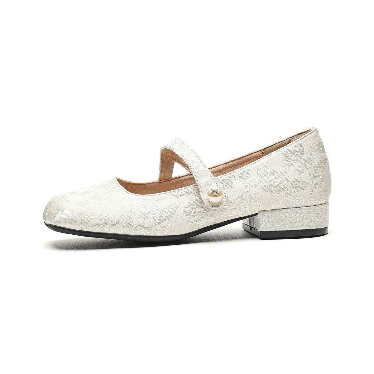 Damen elegante Ballerinas mit verstellbarem Riemchen und Blütenmuster EB
