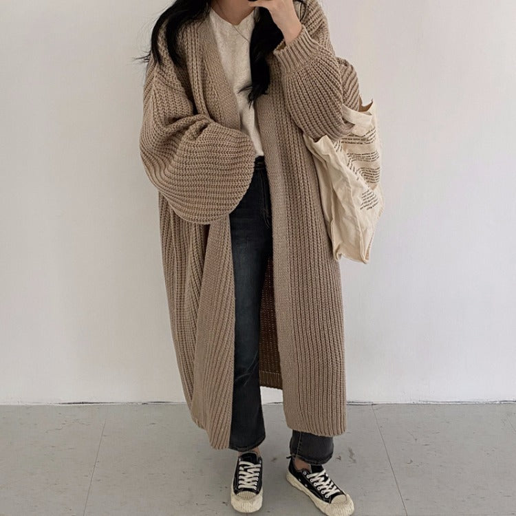 Damen Grober Strickcardigan mit offener Front und lässigem Schnitt EB
