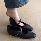 Damen elegante Ballerinas mit modischem Riemendetail und komfortablem Absatz EB