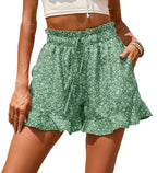 Damen florale Shorts mit elastischem Bund und lässigem Design EB