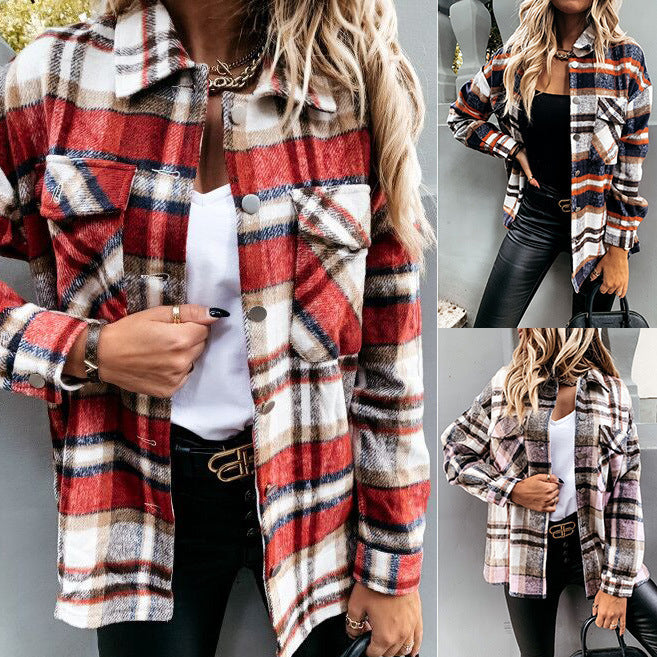 Damen Karierte Overshirt-Jacke aus weichem Flanell EB