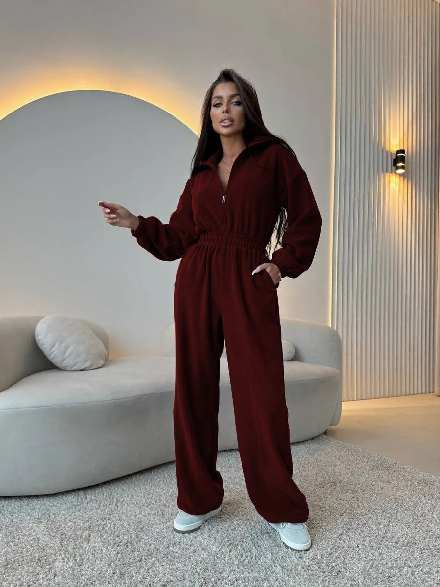 Eleganter Lounge-Overall mit Stehkragen