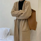 Damen Weicher Strickmantel mit großzügigen Taschen und weitem Schnitt EB