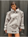 Damen Urbaner Trenchcoat mit hohem Kragen und doppelter Knopfleiste EB