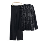 Damen modisches Strick-Loungewear-Set mit glitzernden Details EB