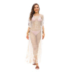 Damen elegantes Häkelkleid mit tiefem Ausschnitt EB