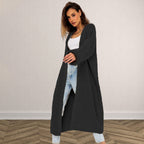 Damen Grober Strickmantel mit offenem Schnitt und tiefen Taschen EB