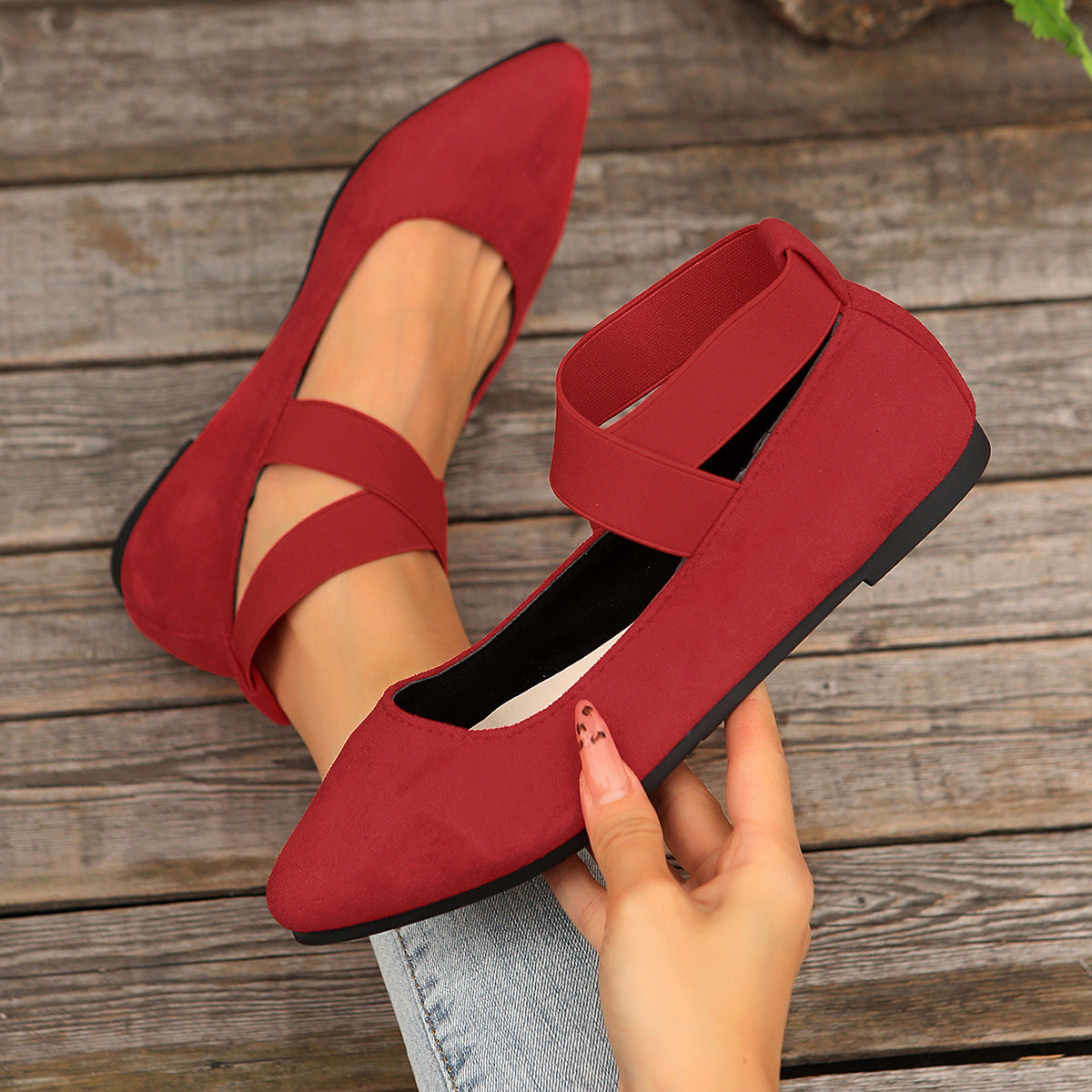 Damen Ballerinas mit verstellbarem Riemen EB